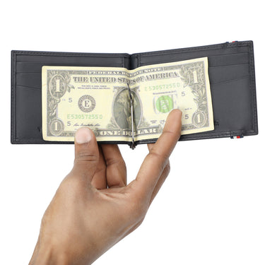 Tommy Hilfiger Reich Mens Leather Money Clip Wallet Navy