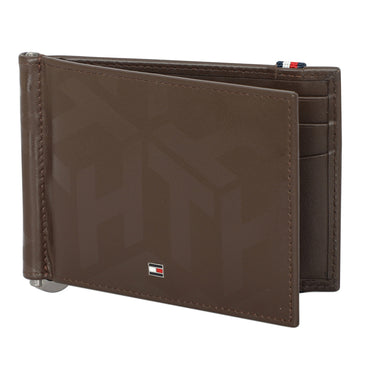 Tommy Hilfiger Reich Mens Leather Money Clip Wallet Brown