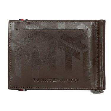 Tommy Hilfiger Reich Mens Leather Money Clip Wallet Brown