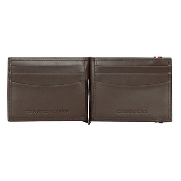 Tommy Hilfiger Reich Mens Leather Money Clip Wallet Brown