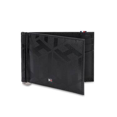 Tommy Hilfiger Reich Mens Leather Money Clip Wallet Black