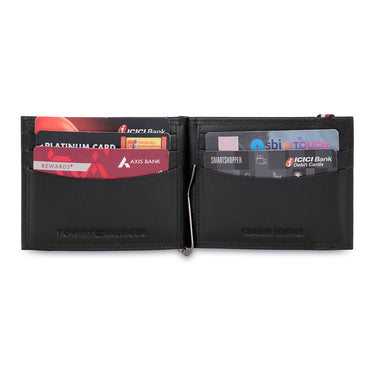 Tommy Hilfiger Reich Mens Leather Money Clip Wallet Black