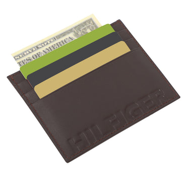 Tommy Hilfiger Alsace Mens Leather Money Clip Wallet  Wine