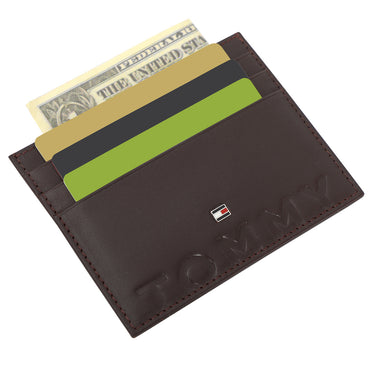 Tommy Hilfiger Alsace Mens Leather Money Clip Wallet  Wine