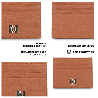 Tommy Hilfiger Willhelm Mens Leather Card Holder Tan