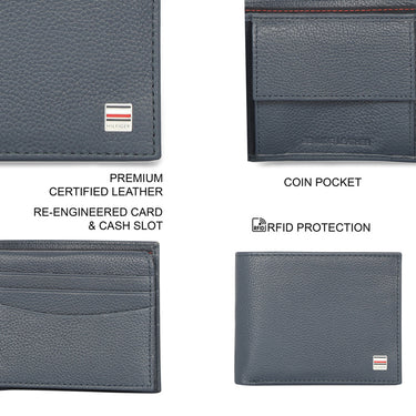 Tommy Hilfiger Nixon Mens Leather Multicard Coin Wallet Navy