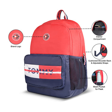Tommy Hilfiger Valentin Unisex Polyester Laptop Backpack Red
